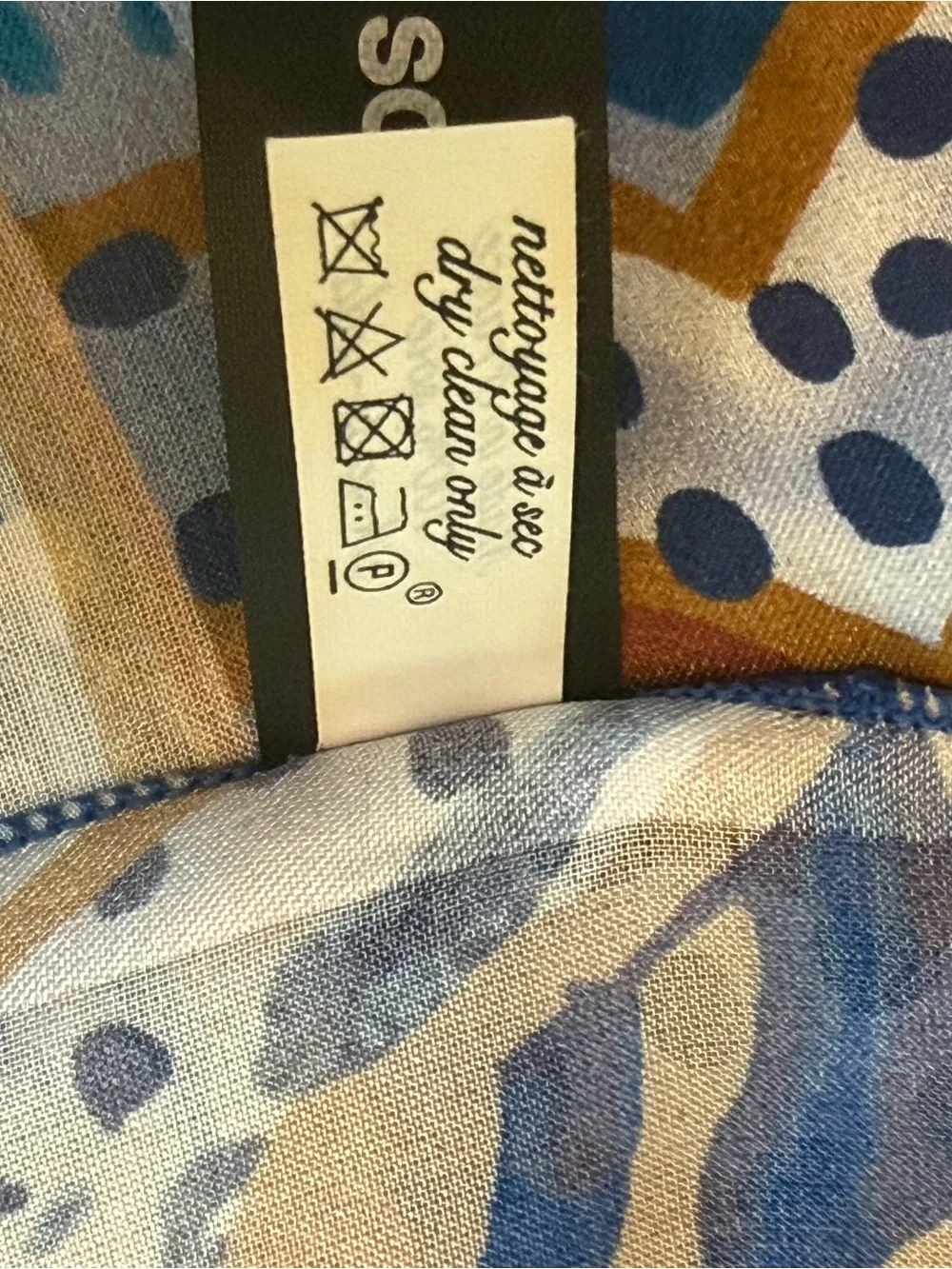 Brochier Soieres Silk Geometric Design Scarf in Blue and Gold